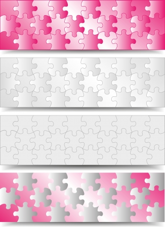 four banners of the puzzles in two colorsのイラスト素材