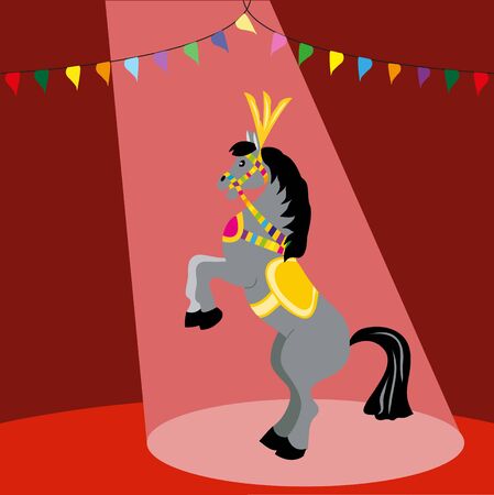 a horse in a performance at the circusのイラスト素材