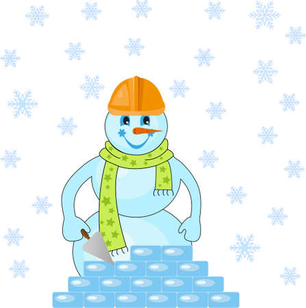 Snowman puts the ice floesのイラスト素材