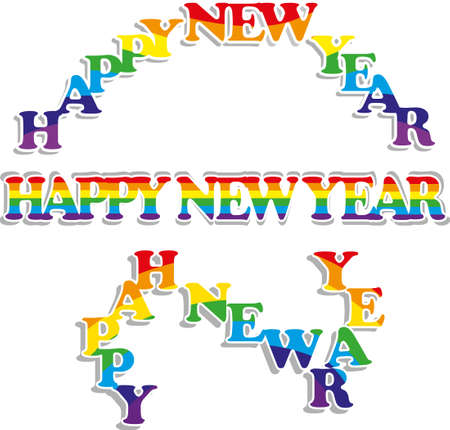 a set of three inscriptions - happy new yearのイラスト素材