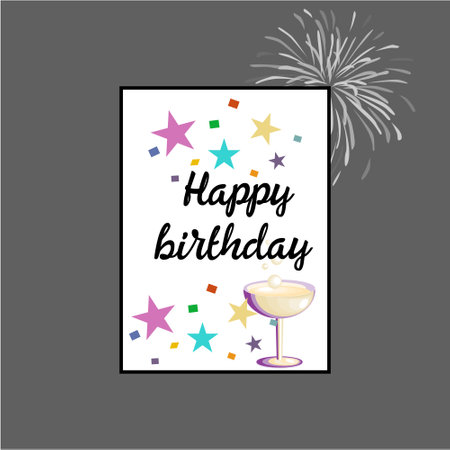 modern birthday greeting card designs for your needs or for gifts to your family or friendsのイラスト素材