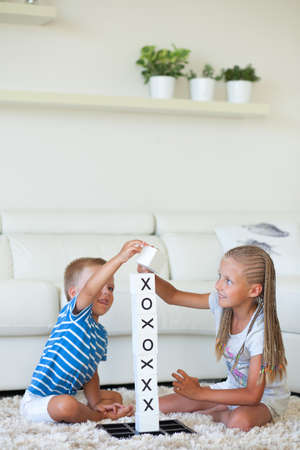 Boy and girl playing togetherの写真素材