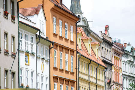 Colorful houses along the street, pattern, Prague, old fashined housesの写真素材