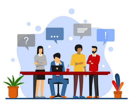 a picture of some men and women who are gatheringのイラスト素材