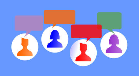 draw some people icon in a circle and colored bubble on itのイラスト素材