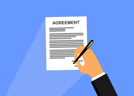 hand drawing signing a paper agreementのイラスト素材