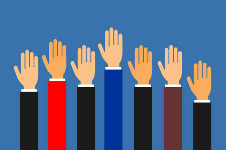 Vector image of several hands and various colors of suitsのイラスト素材