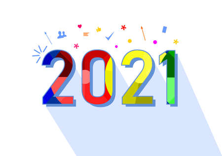 a number for the year 2021 and various colors in itのイラスト素材