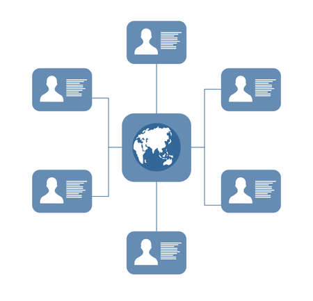 vector image of earth and some icon of people in bubble around itのイラスト素材