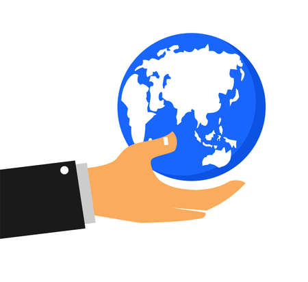 image of a hand holding the earthのイラスト素材