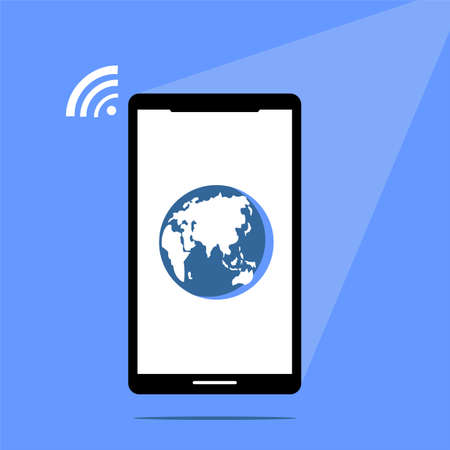vector image of the earth inside a smartphoneのイラスト素材