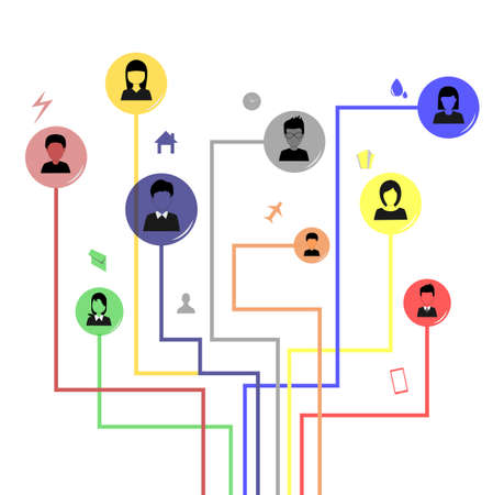 A collection of pictures of men and women in various colors with various needsのイラスト素材