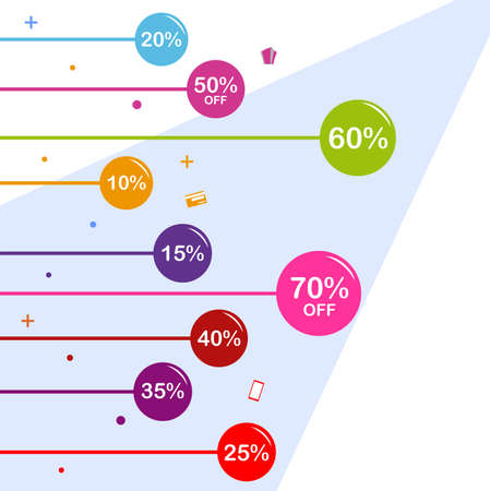 Draw a circle of various colors and show the discount figure in itのイラスト素材