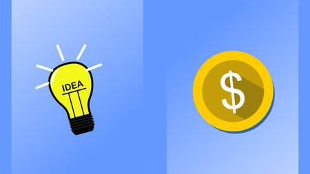 a picture of a light bulb and a coinのイラスト素材