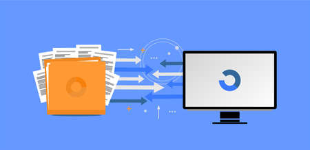image folder document transfers data to a computerのイラスト素材