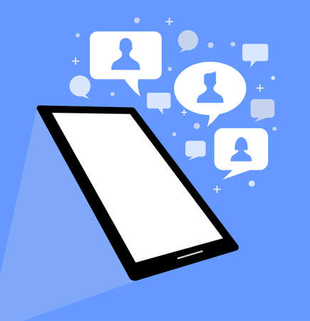 a picture of a smartphone and a bubble on itのイラスト素材