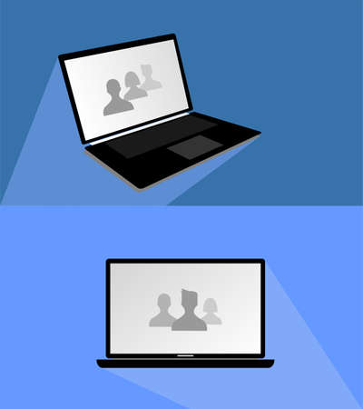 pictures of two laptops and some of the icons of the people on themのイラスト素材