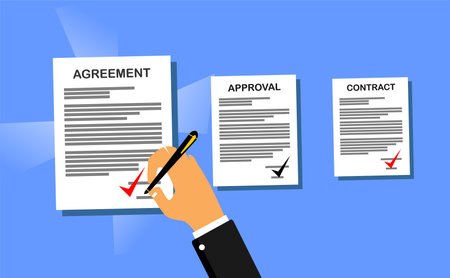 drawing hand signed one of the three documentsのイラスト素材