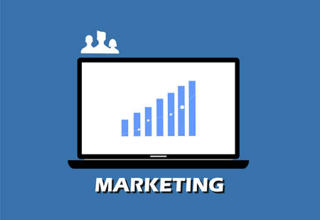 graphic image on laptop and person icon on itのイラスト素材