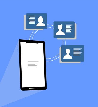 smartphone vector image and three chat bubble on itのイラスト素材