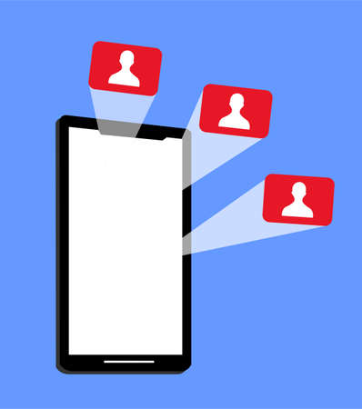 a picture of a smart phone and three red bubble chat on itのイラスト素材