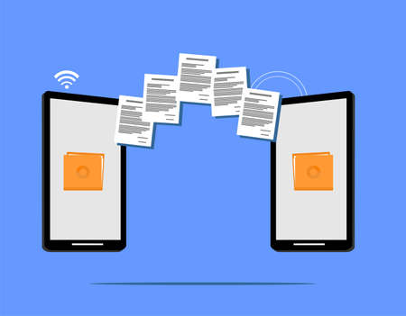 two smartphones and some documentsのイラスト素材