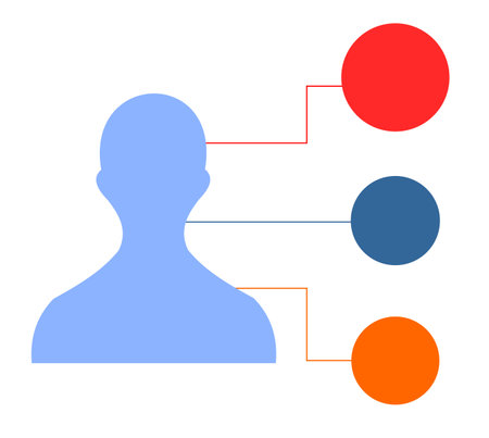 a blue transparent person and several multicolored circles next to itのイラスト素材