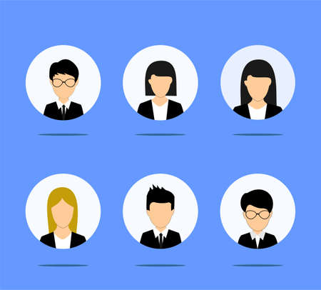a collection of pictures of several business men and women in several circlesのイラスト素材