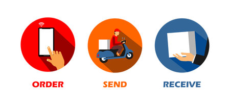 an image that shows ordering goods to be received by consumersのイラスト素材