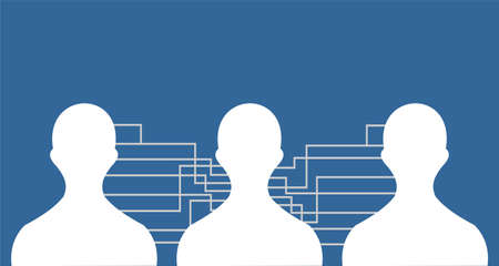 several people icons connected by several lines in the middleのイラスト素材