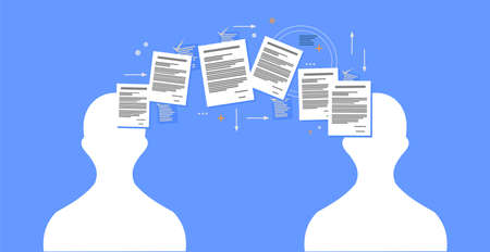 two people icons and some paper document above the centerのイラスト素材