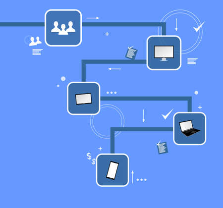 some people and technology icons in a buble boxのイラスト素材