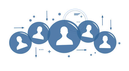 a collection of several iconic people in a blue bubbleのイラスト素材