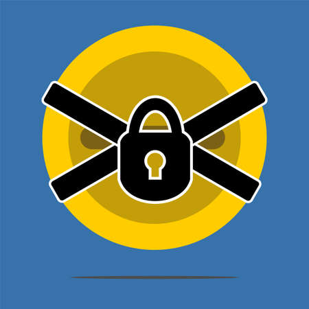a picture of a coin locked by a padlockのイラスト素材