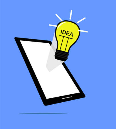 light bulb image on top of a smart phoneのイラスト素材