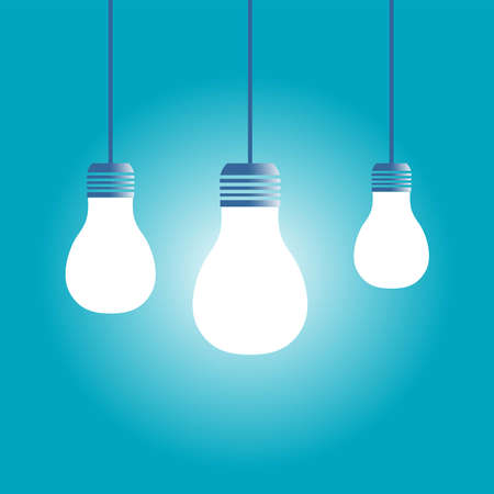 picture of three light bulbs hanging on a stringのイラスト素材