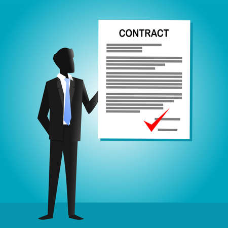 businessman holding contract paper on topのイラスト素材