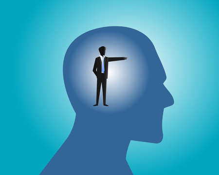 transparent head image and businessman in it