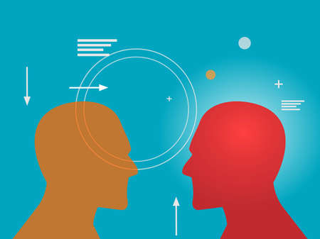 vector image of two transparent heads facing each other