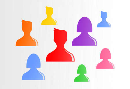 vector image of male and female icons of various colorsのイラスト素材