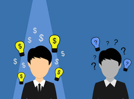 Vector image of two people and lamp and money icon
