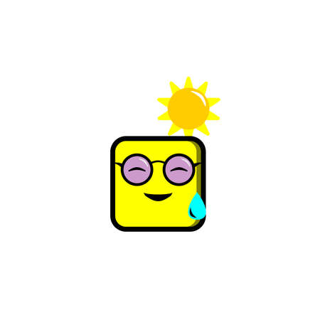 yellow emoticon basking in the hot sunのイラスト素材