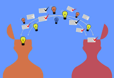 Vector image of two transparent people exchanging ideas