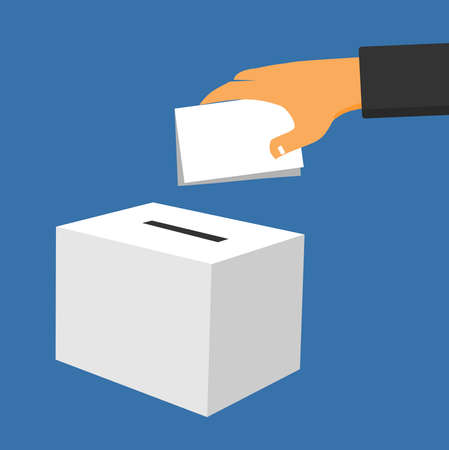 a picture showing a hand holding a paper and wanting to put it in a cardboard boxのイラスト素材