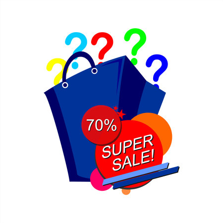 a picture of a shopping cardboard box and a logo showing a discountのイラスト素材