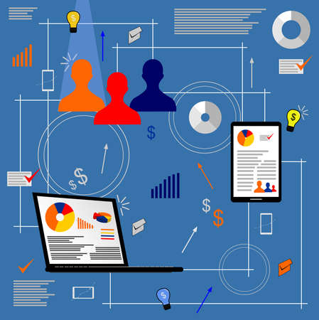 an image that shows the relationship between technology and humansのイラスト素材