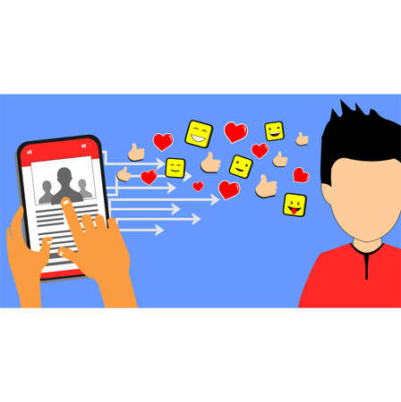 an image showing sending several kinds of icons to men via cell phoneのイラスト素材