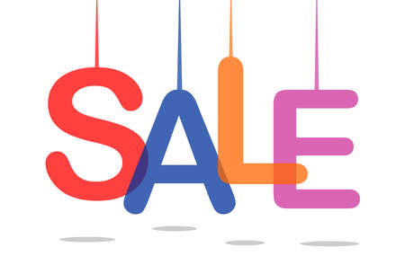 a sentence that shows a discount in various transparent colorsのイラスト素材