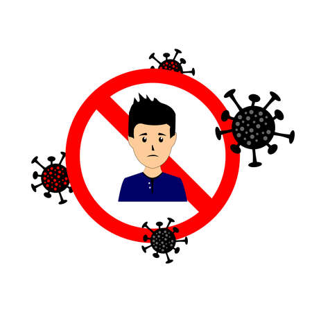 an image showing the transmission of the virus to men because they are not wearing masksのイラスト素材