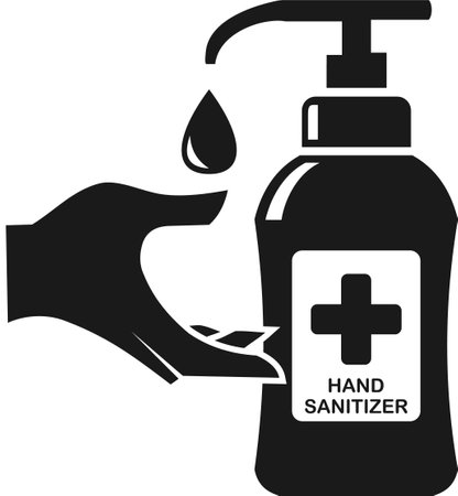 cleaning hands with sanitizerのイラスト素材